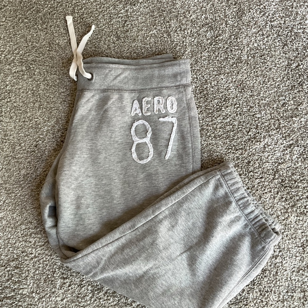 Aeropostale Light Gray Joggers with AERO 87 Embroidery